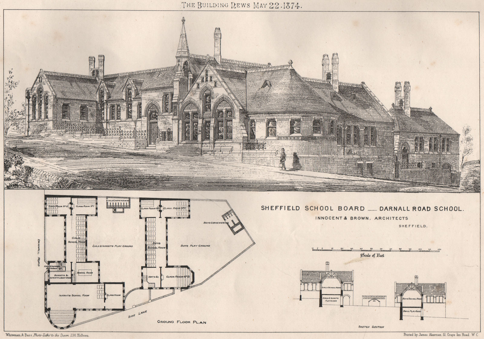 Sheffield School Board - Darnall Road School; Innocent & Brown Architects 1874